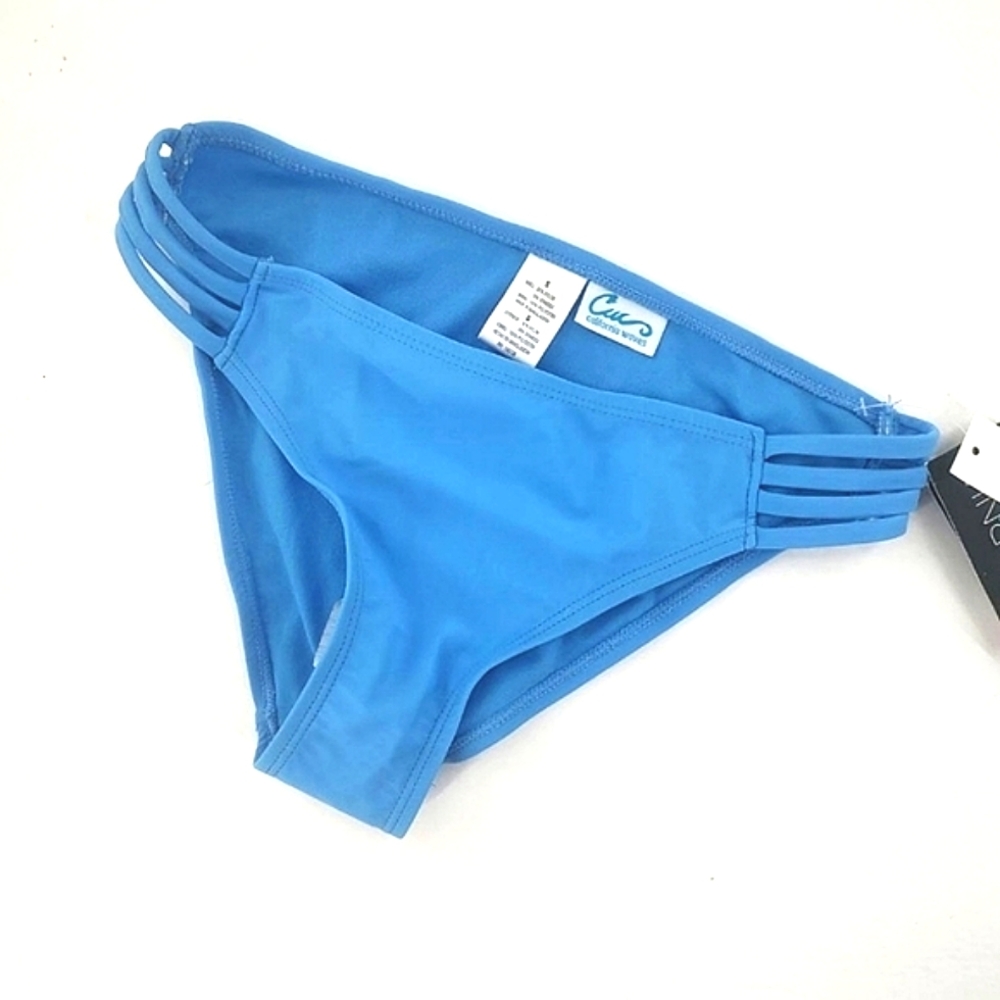 California Waves, Ladies Strappy Side Hipster, Blue Size Small